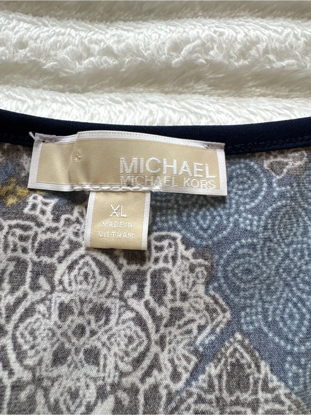 MICHAEL Michael Kors Dress Women’s XL Blue Medallion Bell Sleeve Fit Flare